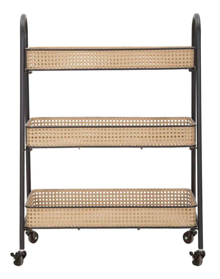 Boho chic rullevogn i metal  – 60x30x80 cm