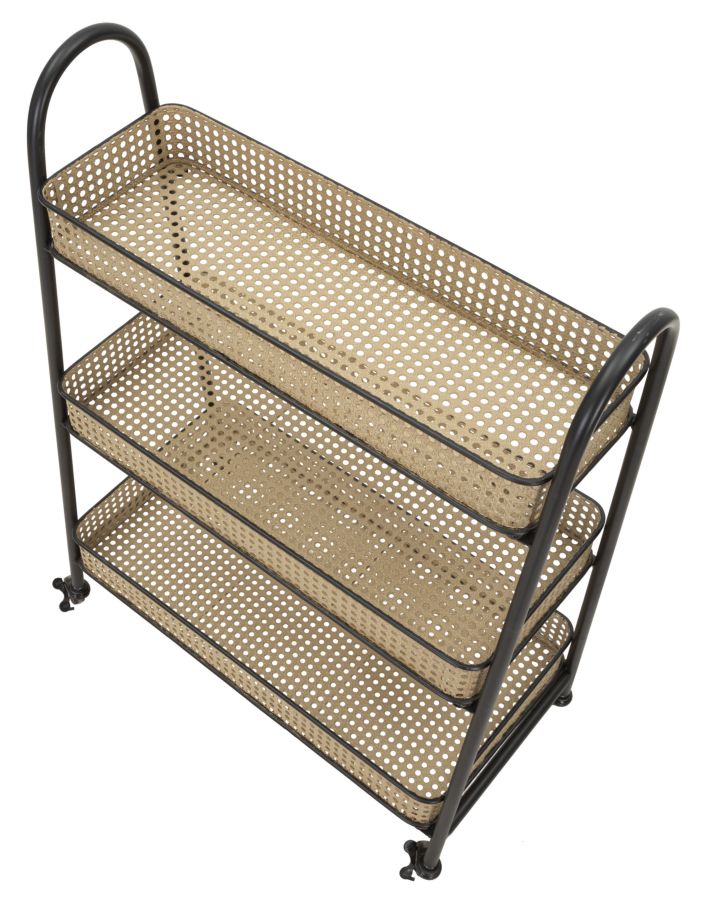 Boho chic rullevogn i metal  – 60x30x80 cm