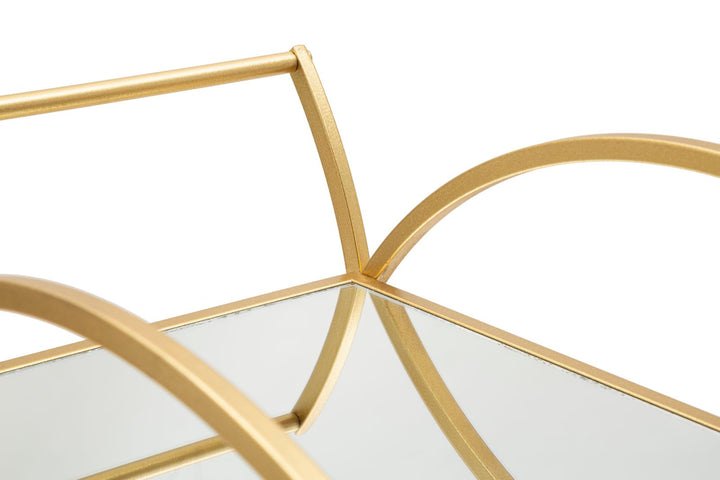 Glam rullevogn i guldfarve, metal, mdf – 70x36x5 cm