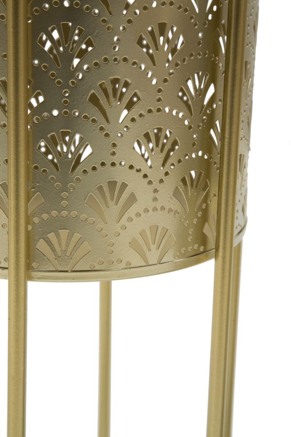 Glam vaser i guldfarve, metal, 21x40 og 19x22 cm