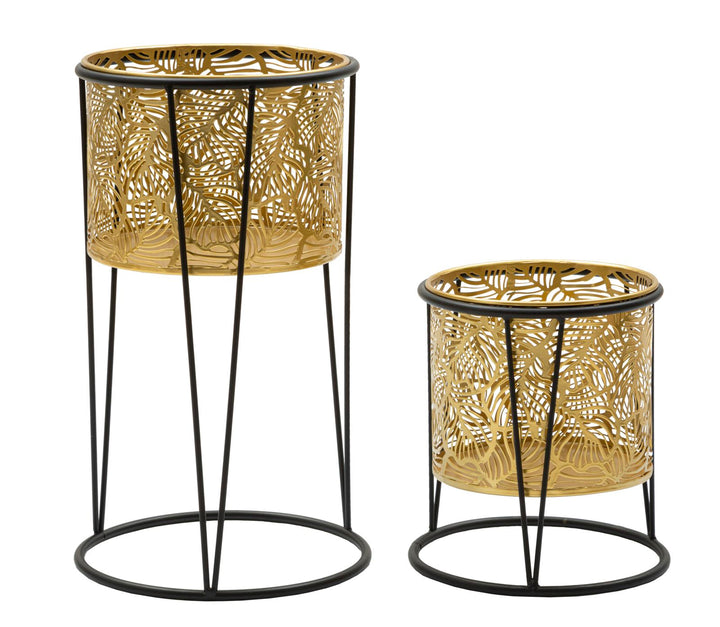 Glam vaser i guldfarve, metal – 21x40 19x22 cm