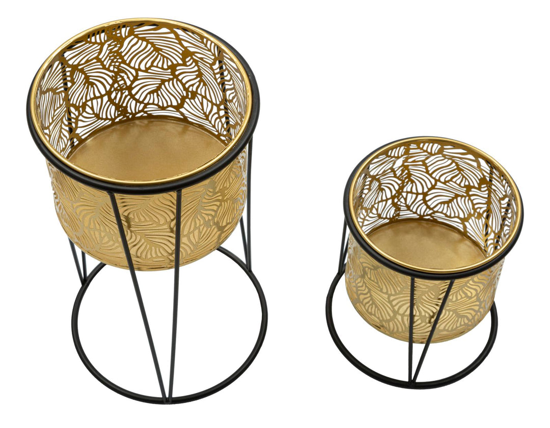 Glam vaser i guldfarve, metal – 21x40 19x22 cm