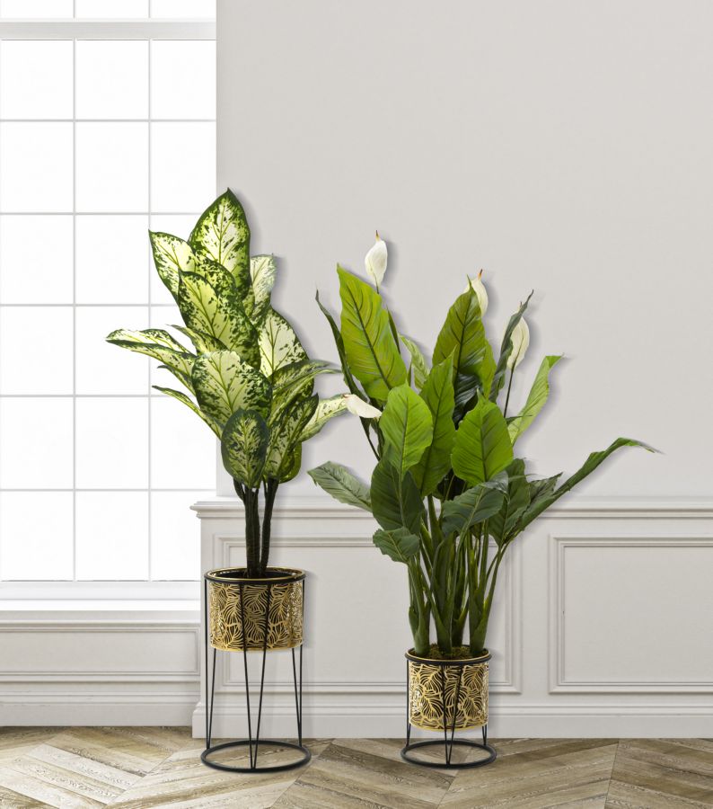 Glam vaser i guldfarve, metal – 21x40 19x22 cm