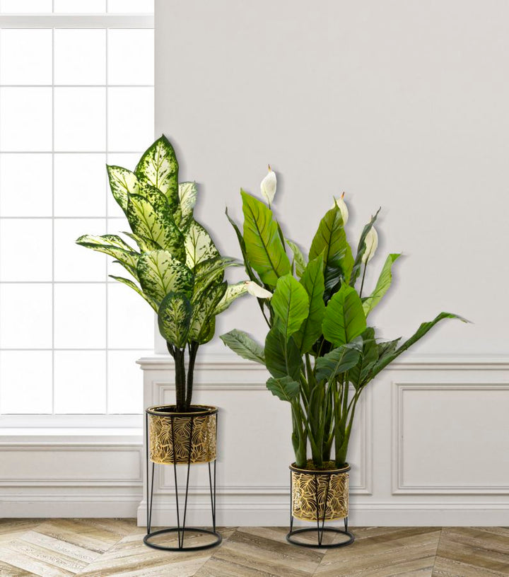 Glam vaser i guldfarve, metal – 21x40 19x22 cm