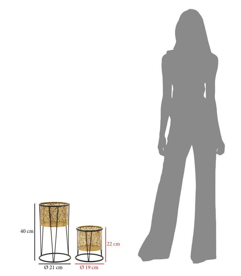 Glam vaser i guldfarve, metal – 21x40 19x22 cm