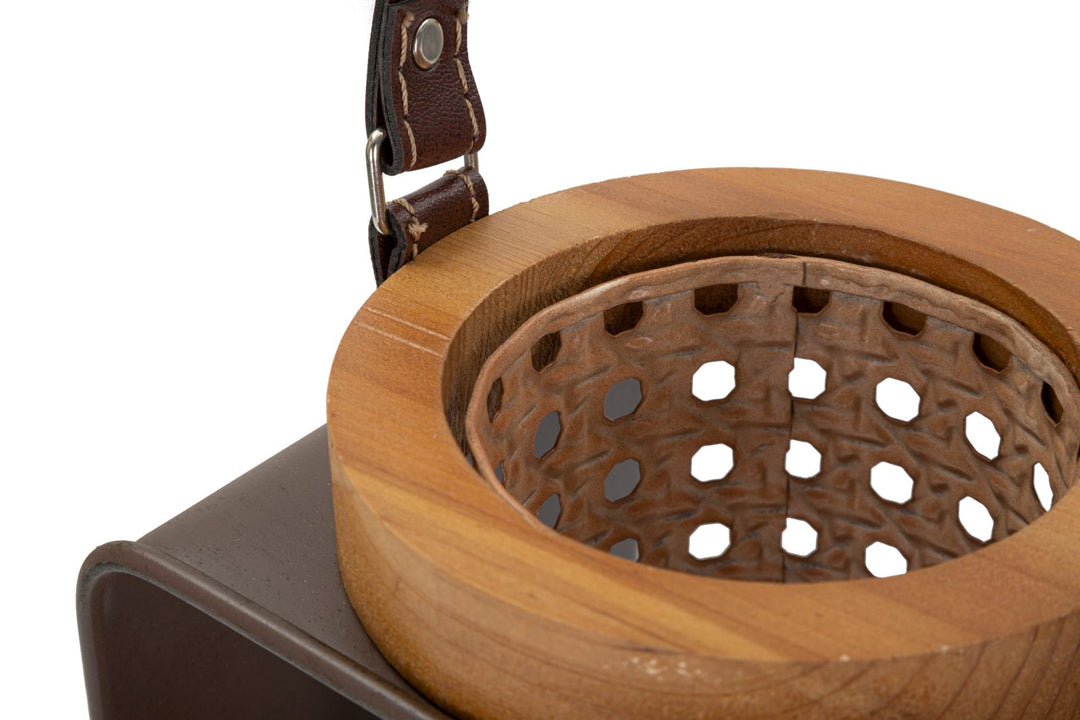 Boho chic lanterner i træ, jern og pu – 16x13x20 cm