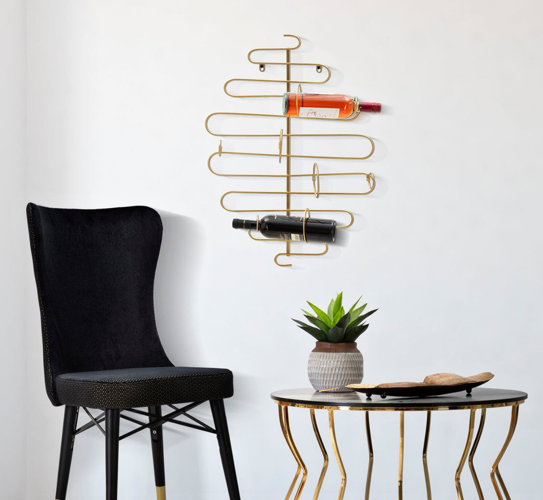 Glam vinreol i guldfarve, metal – 53x13x72 cm