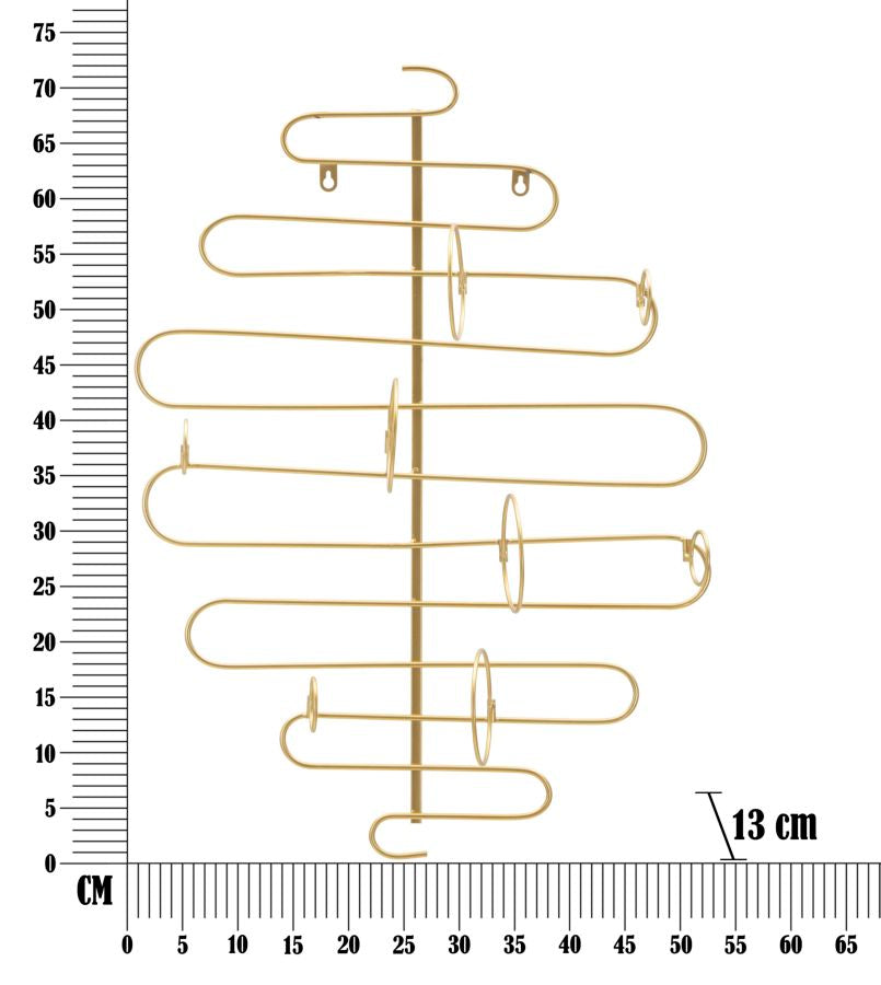 Glam vinreol i guldfarve, metal – 53x13x72 cm