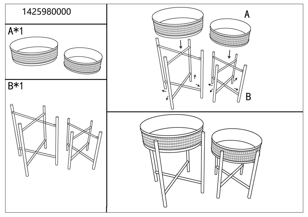 Boho chic borde i metal – 40x50 og 35x40 cm