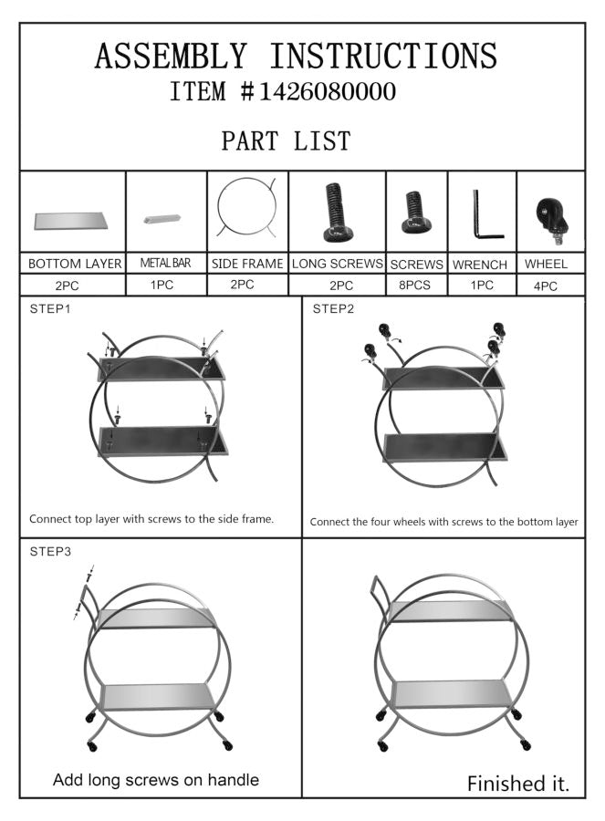 Glam rullevogn i guldfarve, metal, mdf – 70x36x5 cm