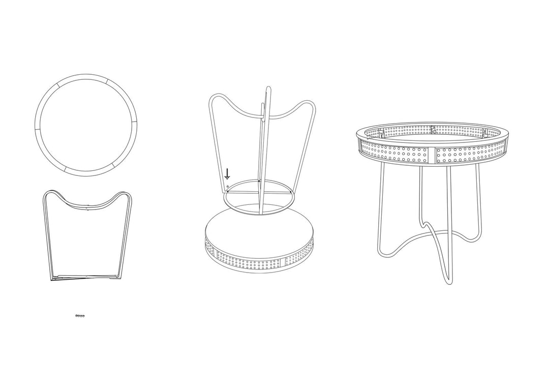 Boho chic bord af jern og mdf – 60x60x5 cm