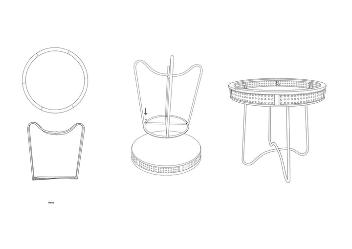 Boho chic bord af jern og mdf – 60x60x5 cm