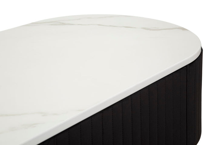 Glam tv-møbel / tv-bord i metal, træ, stof – 150x42x45 cm