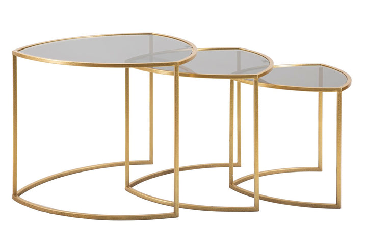 Glam sofaborde i metal og glas – 60x50 og 50x45 og 40x40 cm