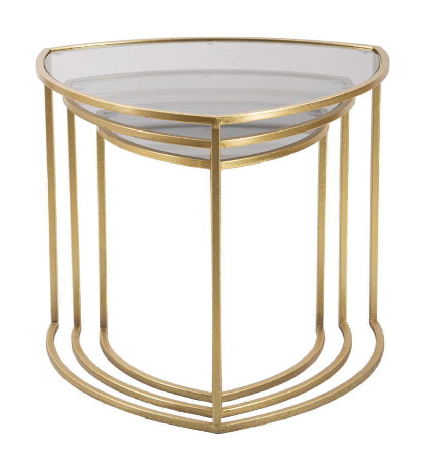 Glam sofaborde i metal og glas – 60x50 og 50x45 og 40x40 cm