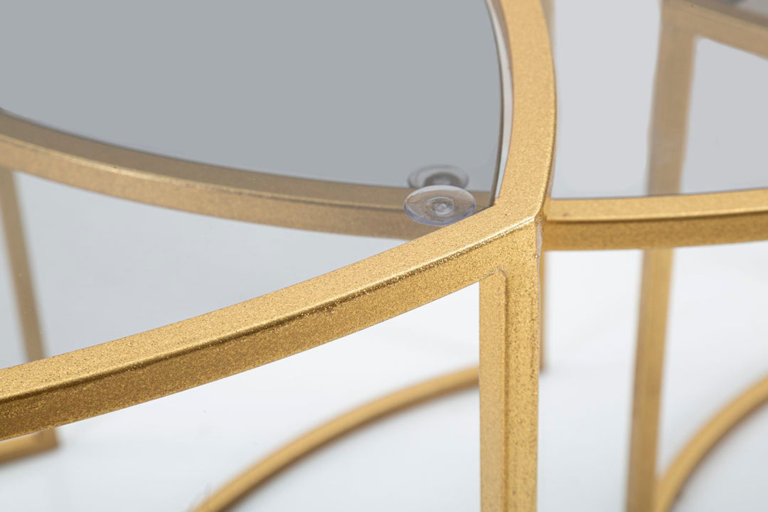 Glam sofaborde i metal og glas – 60x50 og 50x45 og 40x40 cm