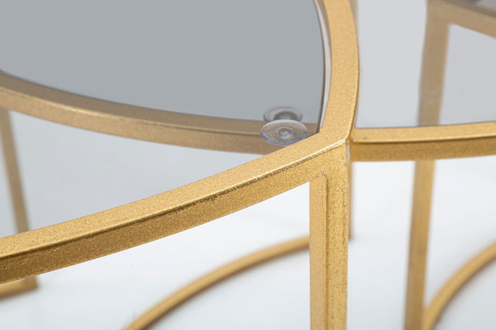 Glam sofaborde i metal og glas – 60x50 og 50x45 og 40x40 cm