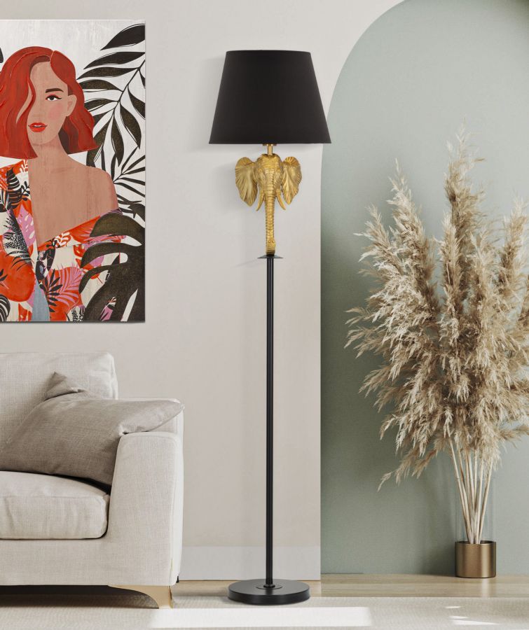 Glam gulvlampe, polyresin, metal og stof – 37x164 cm