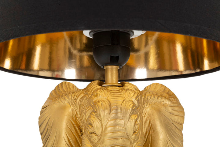 Glam bordlampe i sort, metal og stof – 25x43 cm