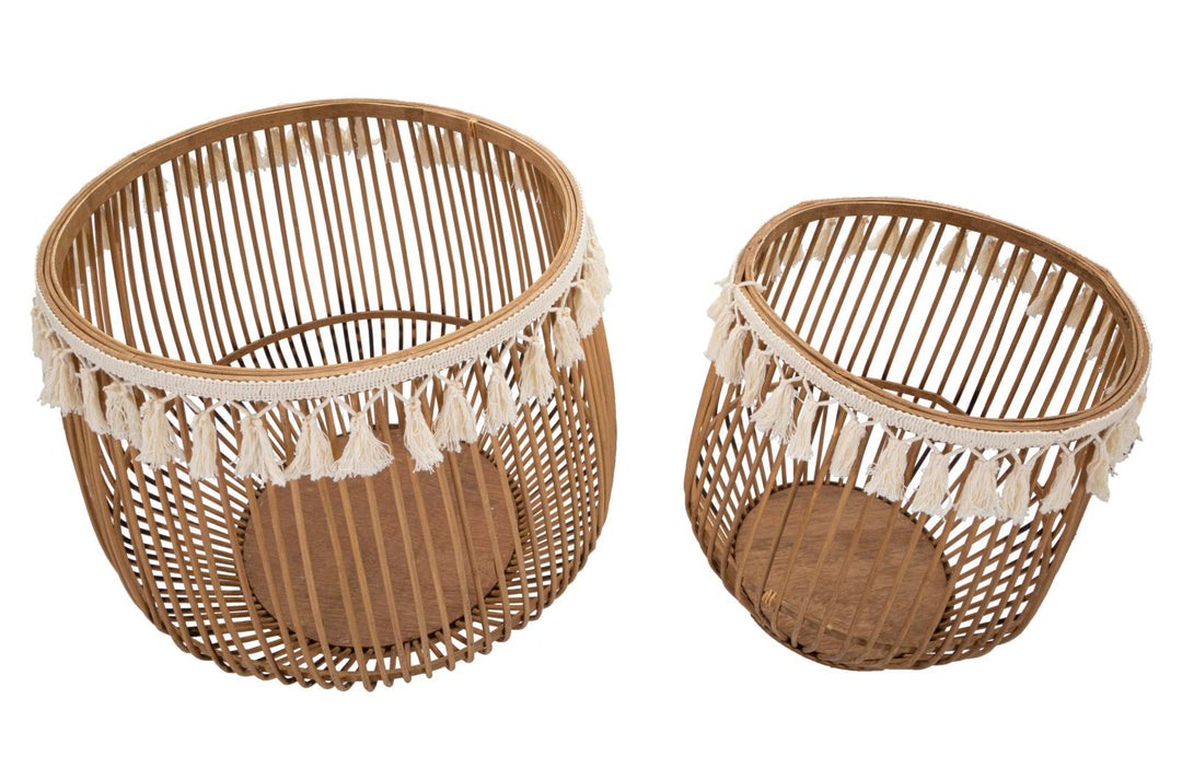 Boho chic kurve i rattan – 47x39x5 og 34x36x5 cm