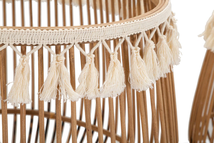 Boho chic kurve i rattan – 47x39x5 og 34x36x5 cm