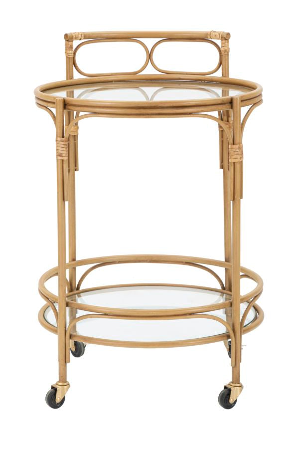 Boho chic rullevogn, metal og glas – 51x74 cm