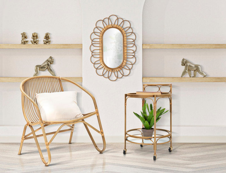 Boho chic rullevogn, metal og glas – 51x74 cm