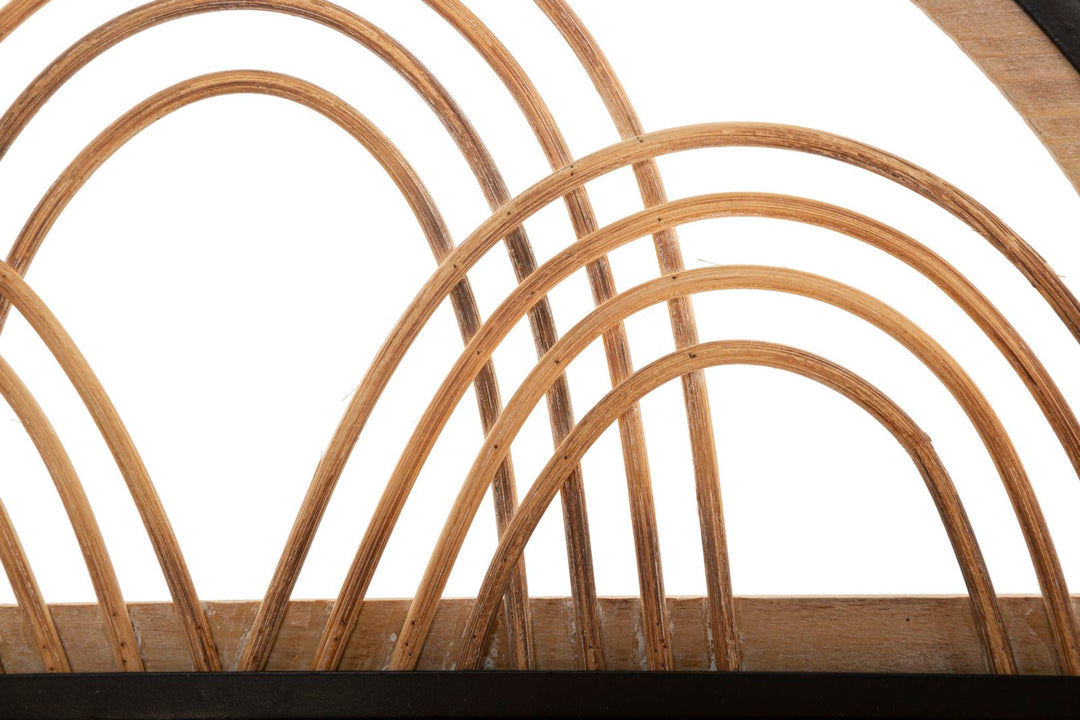 Boho chic hylde i sort, mdf, rattan, træ – 46x15x5 cm