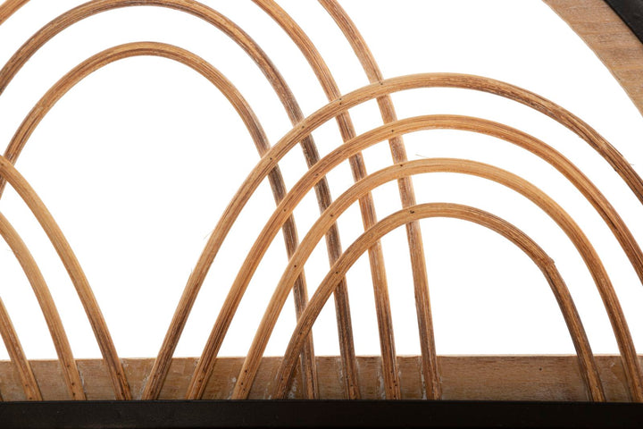 Boho chic hylde i sort, mdf, rattan, træ – 46x15x5 cm