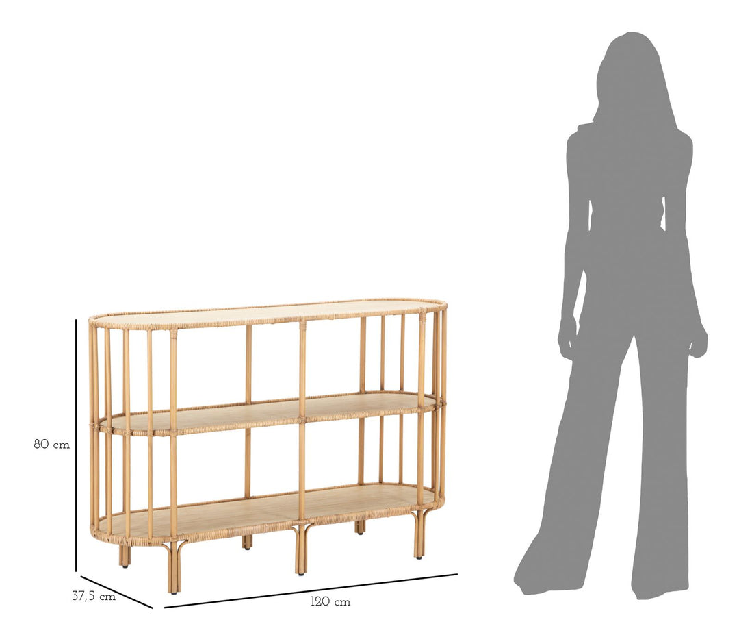 Boho chic konsolbord, rattan – 120x37x5 cm