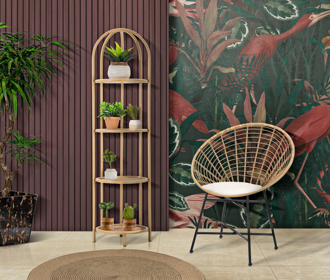 Boho chic reol, rattan – 40x38x150 cm