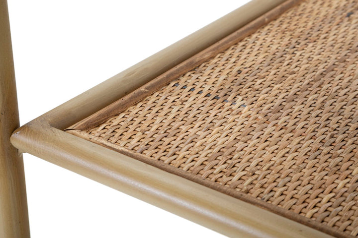 Boho chic reol, rattan og metal – 80x40x180 cm