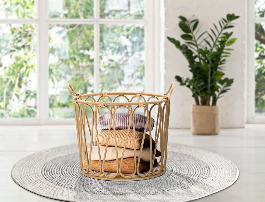 Boho chic kurv i metal og plast – 49x6x42 cm