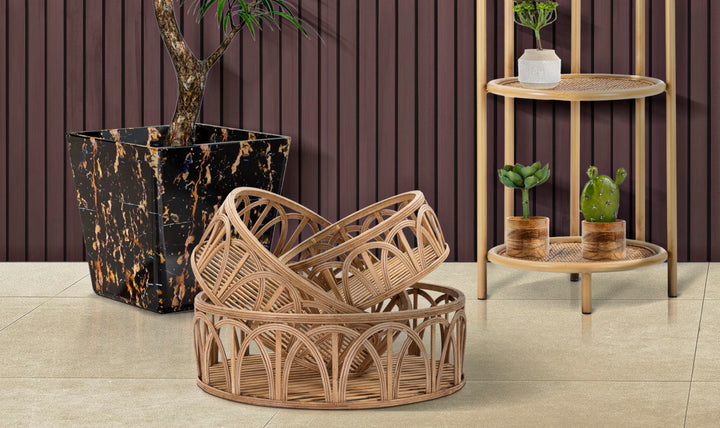 Boho chic bakker i rattan – 50x16 og 40x14 og 30x12 cm