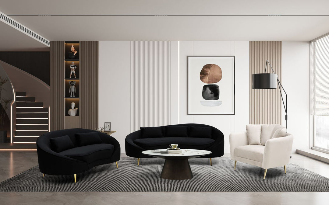 Glam sofa i træ, polyester og metal – 185x84x68 cm