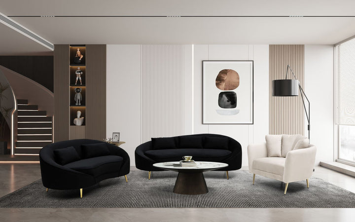 Glam sofa i træ, polyester og metal – 185x84x68 cm