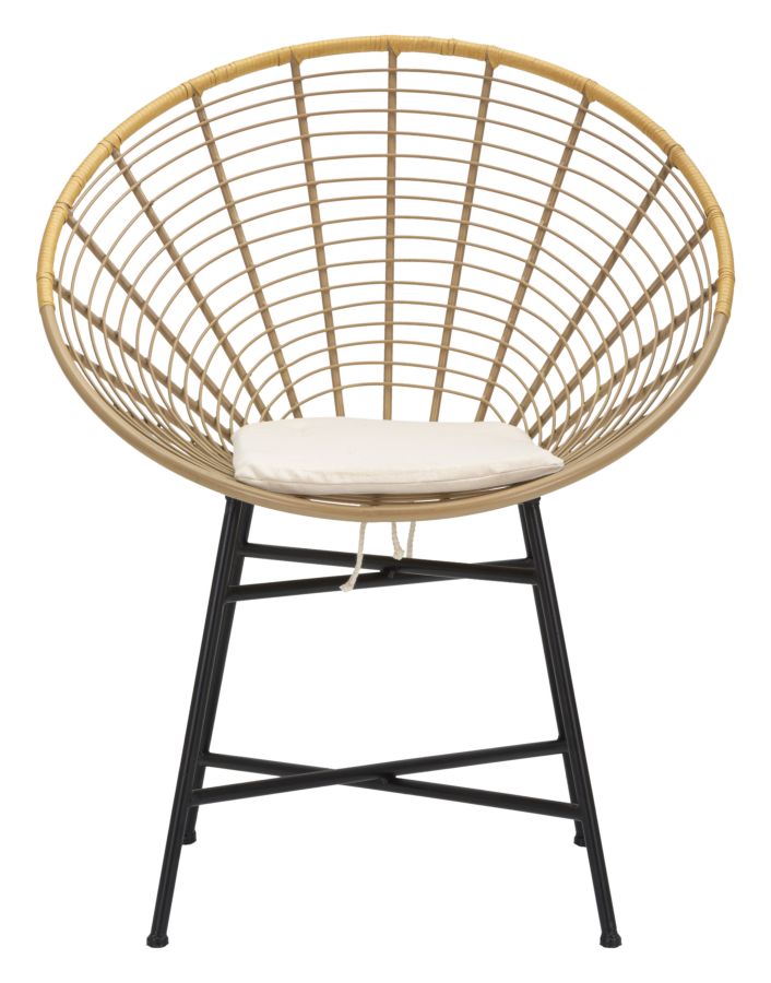 Boho chic stol i metal, polyester og plast – 72x56x5 cm