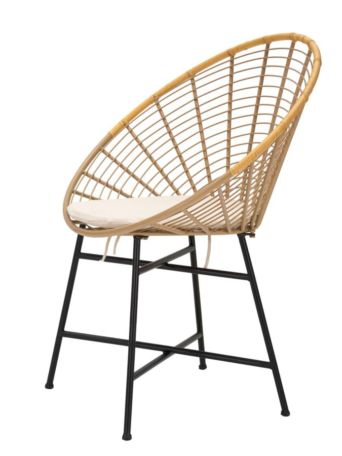 Boho chic stol i metal, polyester og plast – 72x56x5 cm