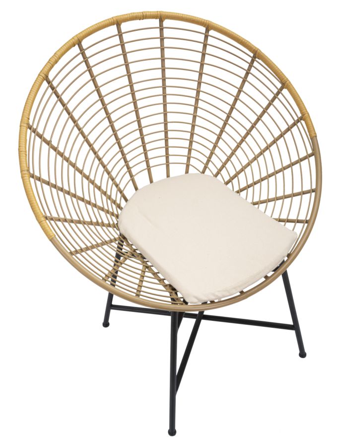 Boho chic stol i metal, polyester og plast – 72x56x5 cm