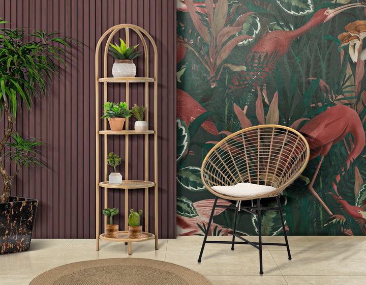 Boho chic stol i metal, polyester og plast – 72x56x5 cm