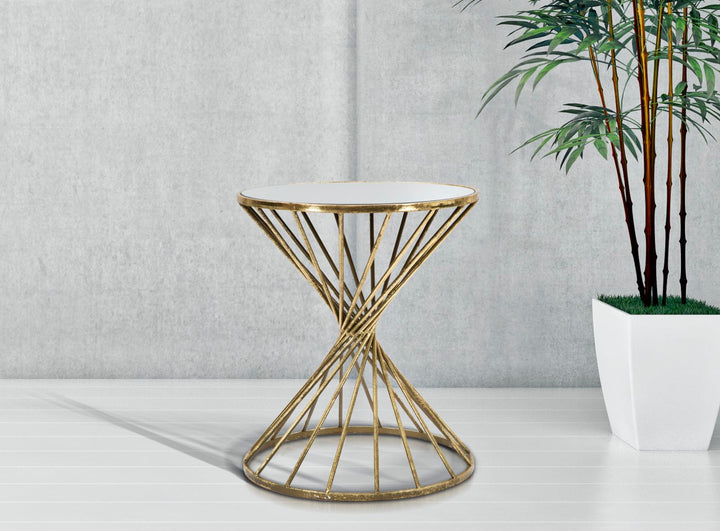 Glam bord i guldfarve, jern, mdf og glas – 42x50 cm