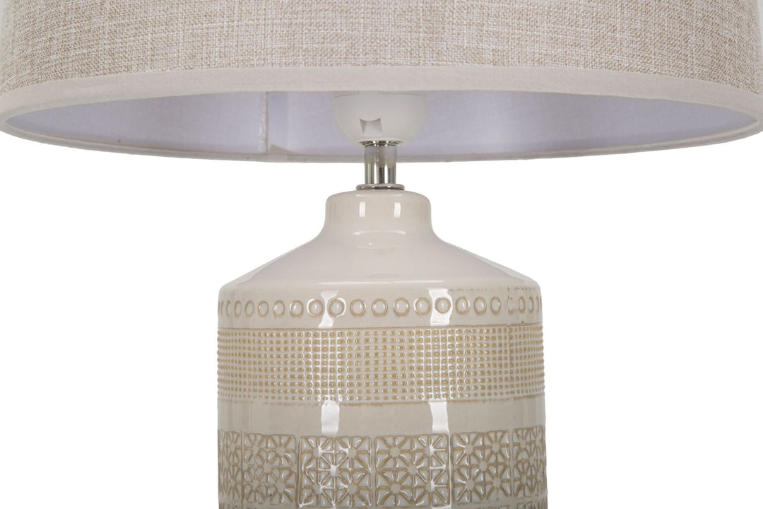 Boho chic bordlampe i keramik, jern og stof – 30x55 cm