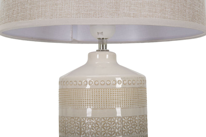 Boho chic bordlampe i keramik, jern og stof – 30x55 cm