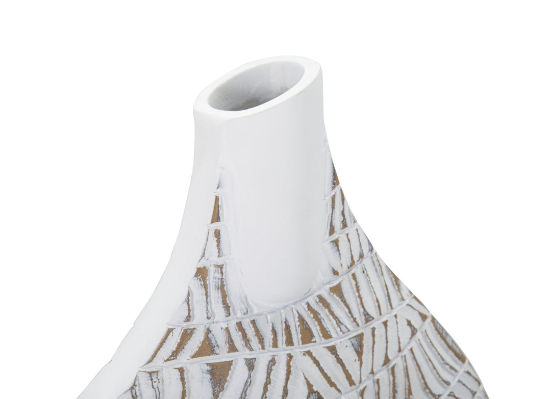 Boho chic vase i hvid, polyresin – 30x5x11 5x46x5 cm