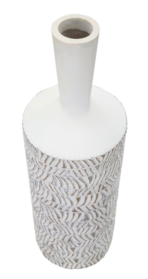 Boho chic vase i hvid, polyresin – 15x49x5 cm