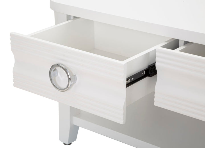 Glam bord i hvid, træ, mdf og metal – 90x60x47 cm