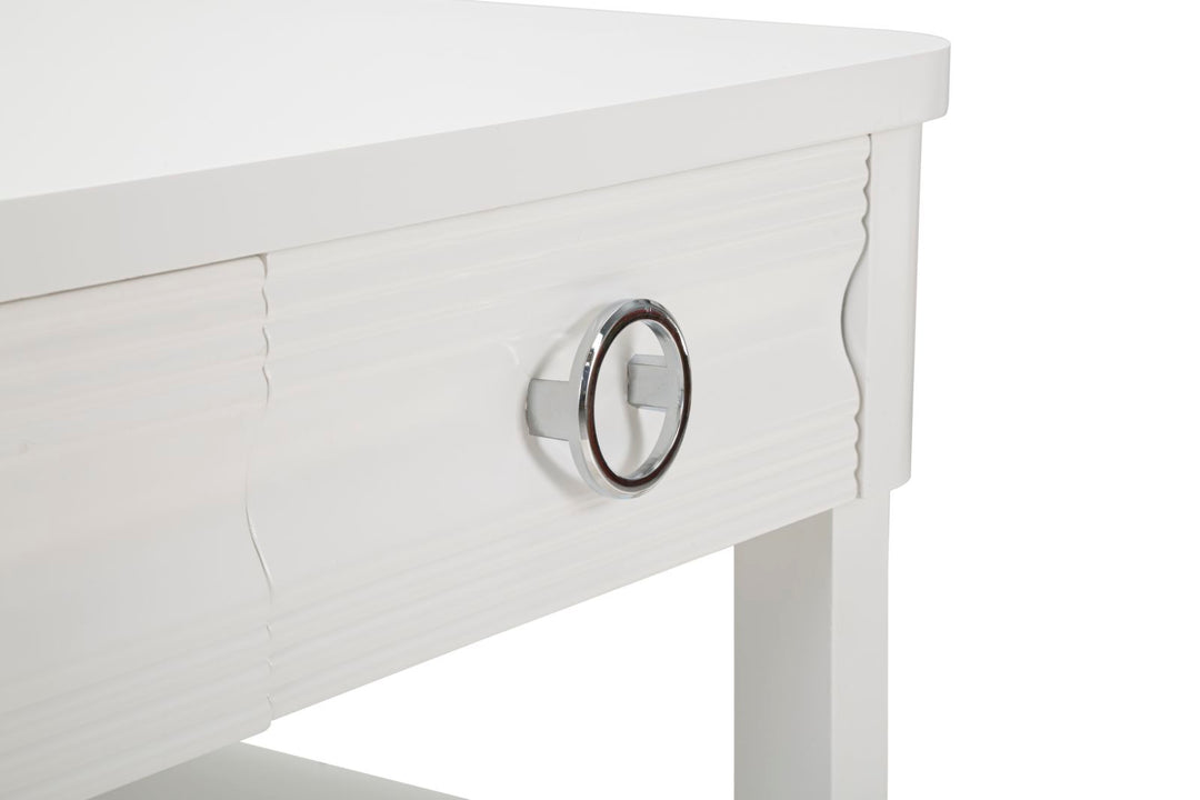 Glam bord i hvid, træ, mdf og metal – 90x60x47 cm