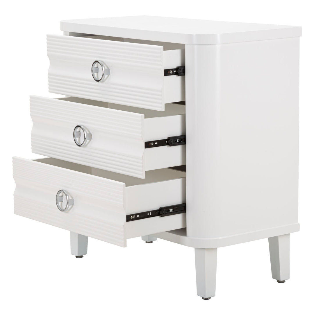 Glam kommode i hvid træ, mdf og metal – 81x40x84 cm