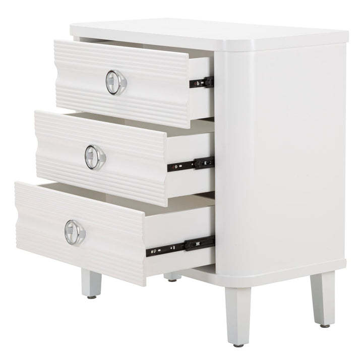 Glam kommode i hvid træ, mdf og metal – 81x40x84 cm