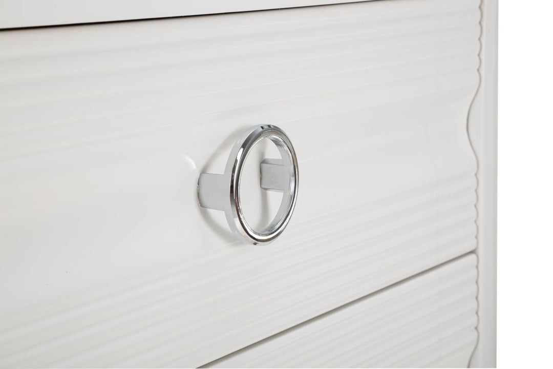 Glam kommode i hvid træ, mdf og metal – 81x40x84 cm